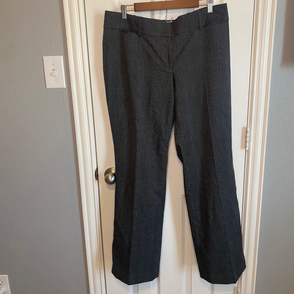 Ann Taylor LOFT Marisa Trouser Gray Plaid Straight Leg Dress Pants Womens 12